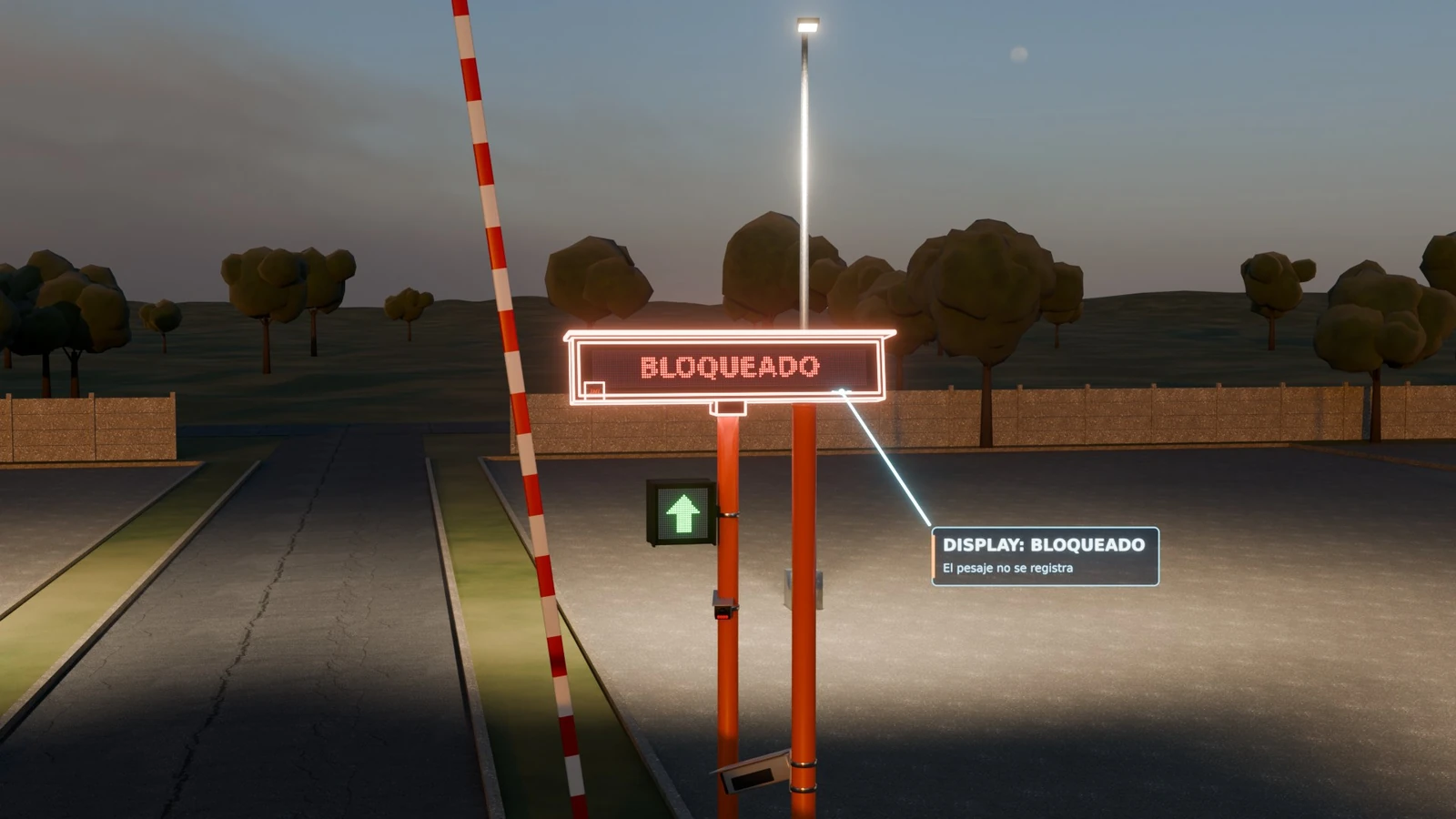 Display remoto mostrando BLOQUEADO mientras una rueda está fuera de la báscula