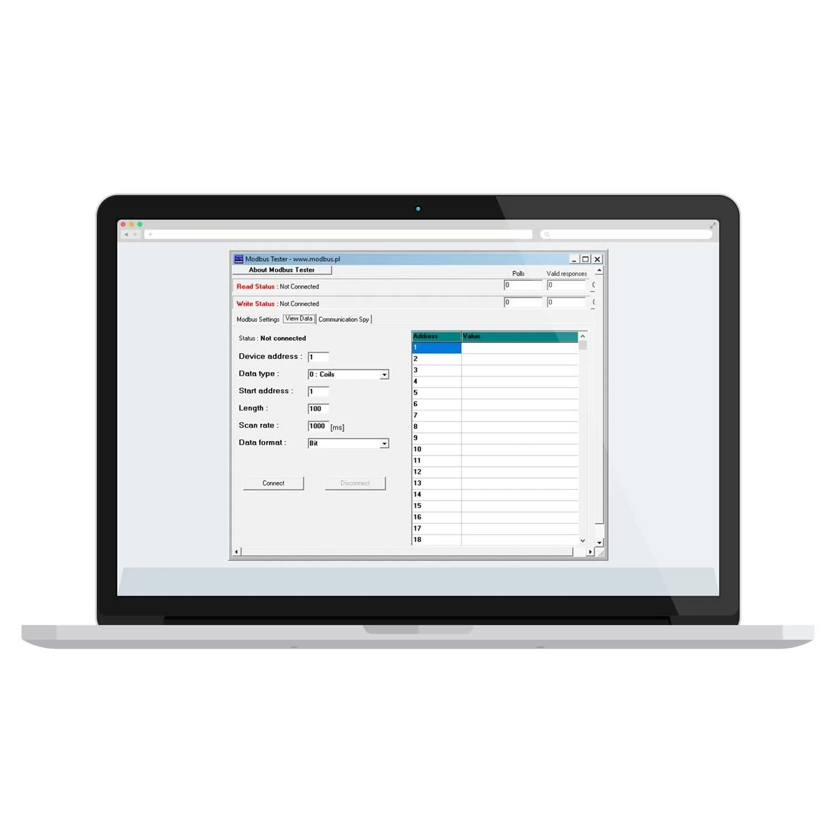 Software de pesaje Modbus Tester