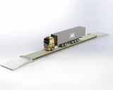 Render 3D de SMARTFORCE con semirremolque sobre la plataforma